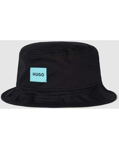 HUGO Bucket Hat mit Label-Print Modell 'Larry' - Schwarz