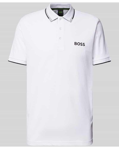 BOSS Regular Fit Poloshirt mit Label-Stitching Modell 'Paddy' - Weiß