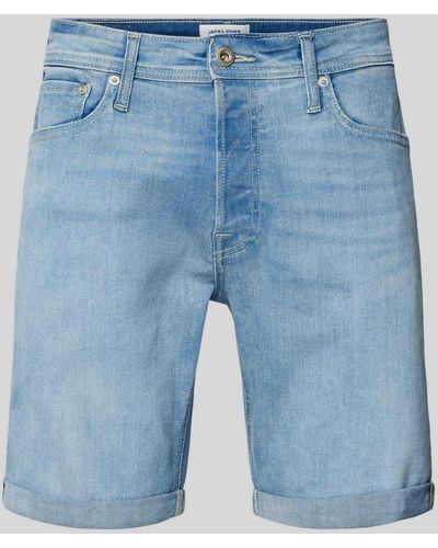 Jack & Jones Regular Fit Jeansshorts im 5-Pocket-Design Modell 'RICK' - Blau
