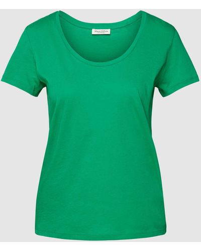 Marc O' Polo T-Shirt mit geripptem Rundhalsausschnitt - Grün