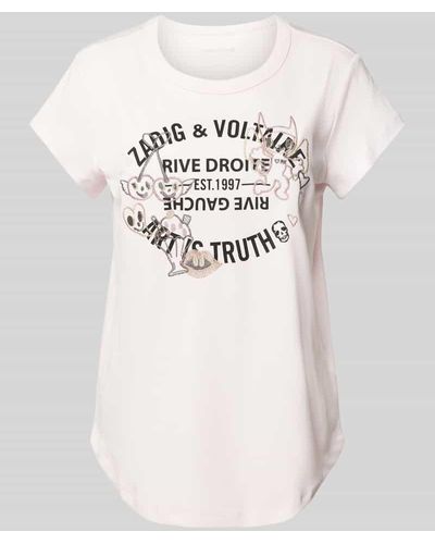 Zadig & Voltaire T-Shirt mit Motiv-Stitching Modell 'WOOP' - Natur
