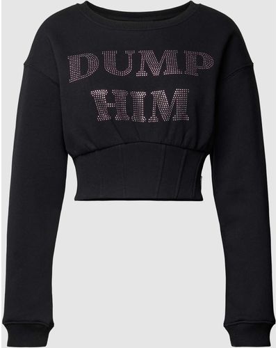 Review Cropped Sweater mit DUMP HIM Print - Schwarz
