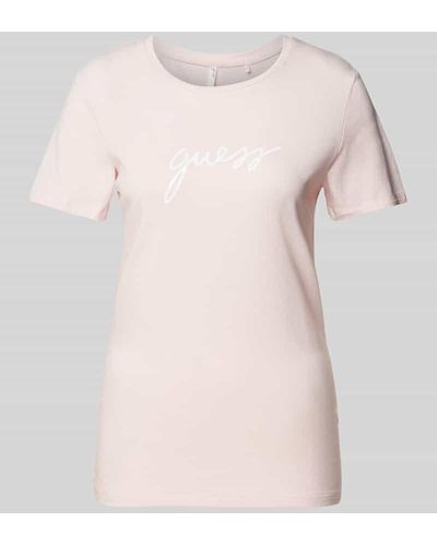Guess T-Shirt mit Label-Print Modell 'CARRIE' - Pink