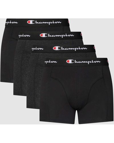 Champion Trunks mit elastischem Logo-Bund im 4er-Pack - Schwarz