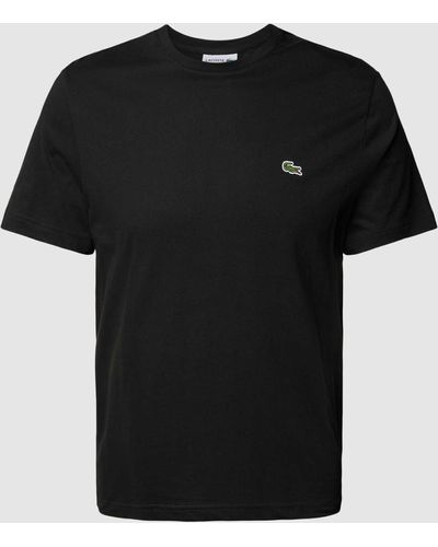 Lacoste T-shirt Met Ronde Hals En Labelstitching - Zwart
