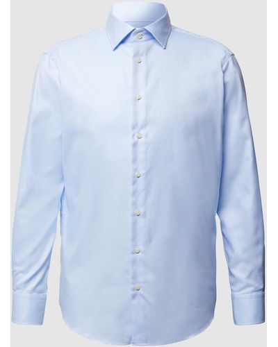 Christian Berg Men Regular Fit Business-Hemd aus Twill - Blau