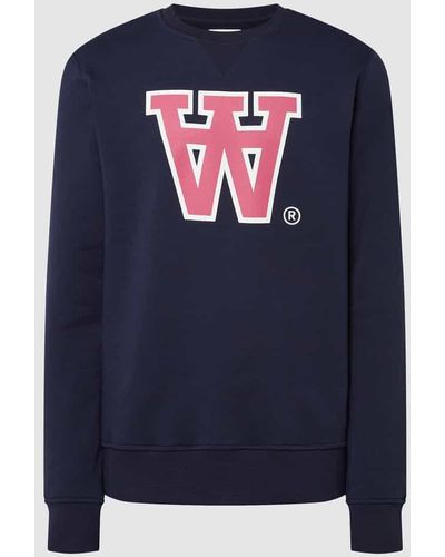 WOOD WOOD Sweatshirt mit Logo - Blau