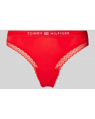 Tommy Hilfiger String mit Spitzenbesatz - Rot