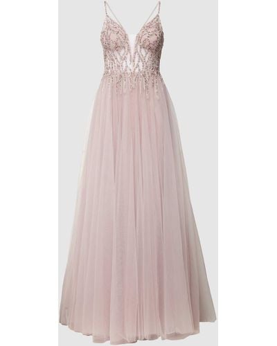Luxuar Abendkleid mit Zierstein- und Paillettenbesatz - Pink