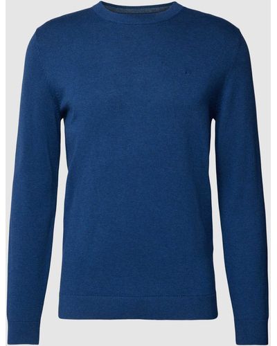 Tom Tailor Gebreide Pullover Met Labelstitching - Blauw