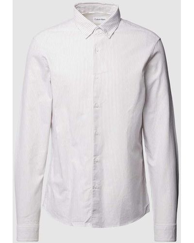 Calvin Klein Slim Fit Business-Hemd mit Streifenmuster Modell 'OXFORD' - Weiß