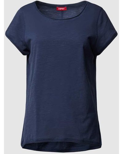 Esprit T-Shirt mit Rundhalsausschnitt und kurzen Ärmeln - Blau