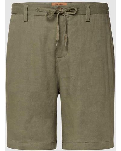 Mos Mosh Leinenshorts mit teilelastischem Bund Modell 'Hunt Linen Shorts' - Grün