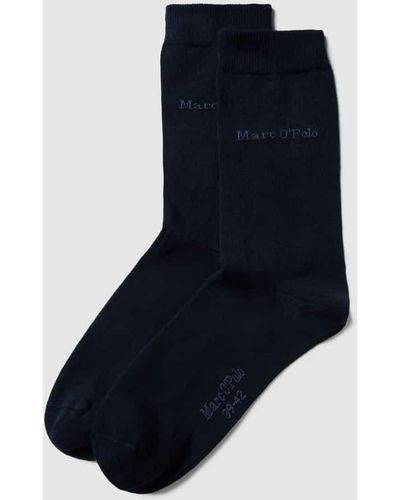 Marc O' Polo Socken mit Label-Detail im 2er-Pack Modell 'Valentina' - Blau