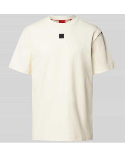 HUGO T-Shirt mit Label-Patch Modell 'Dalile' - Natur