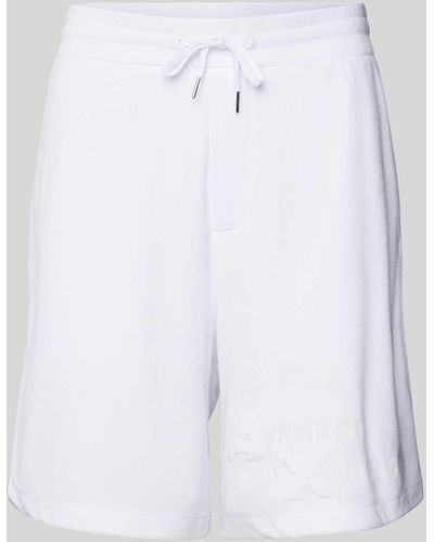 Armani Exchange Regular Fit Sweatshorts mit Label-Print - Weiß