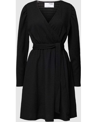 SELECTED Mini-jurk Met V-hals - Zwart