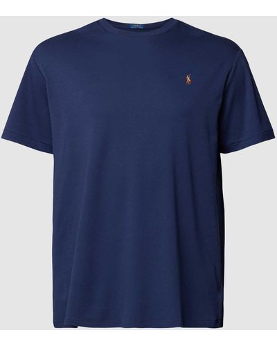 Ralph Lauren Plus Size T-shirt Met Labeldetail - Blauw