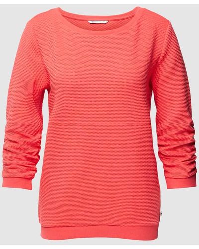 Tom Tailor Denim Sweatshirt mit 3/4-Arm in unifarbenem Design - Rot