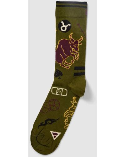 Happy Socks Socken mit Motiv-Prints Modell 'Taurus' - Grün