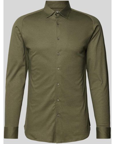 DESOTO Slim Fit Zakelijk Overhemd Met Kentkraag - Groen
