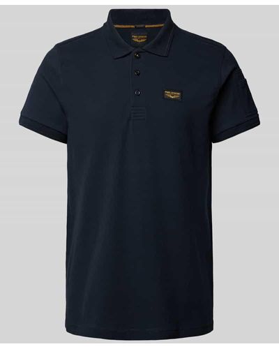 PME LEGEND Regular Fit Poloshirt mit Label-Patch Modell 'TRACKWAY' - Blau