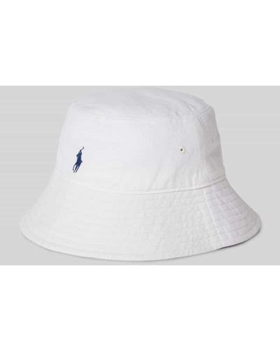 Polo Ralph Lauren Bucket Hat aus Leinen mit Label-Detail - Weiß