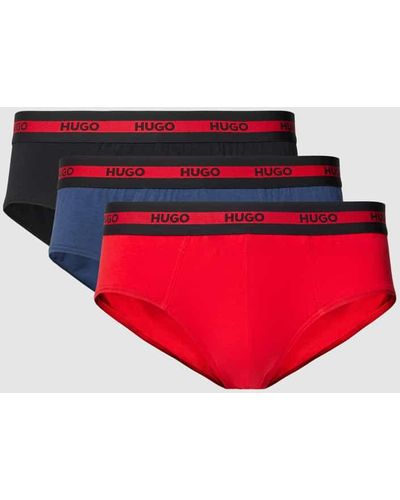 HUGO Slip mit elastischem Label-Bund im 3er-Pack - Rot