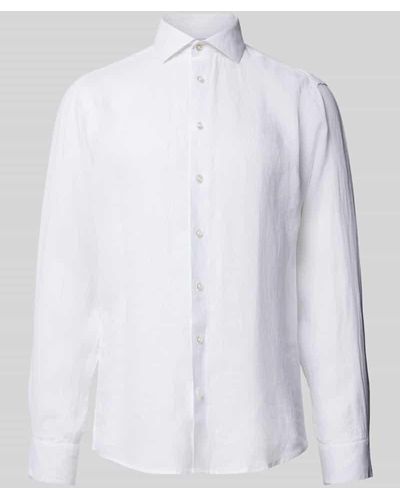 Bruun & Stengade Leinenhemd mit Kentkragen Modell 'PERTH' - Weiß