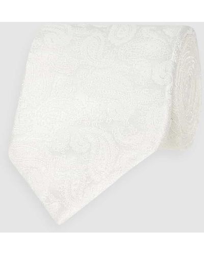 Profuomo Krawatte aus reiner Seide (7,5 cm) - Weiß