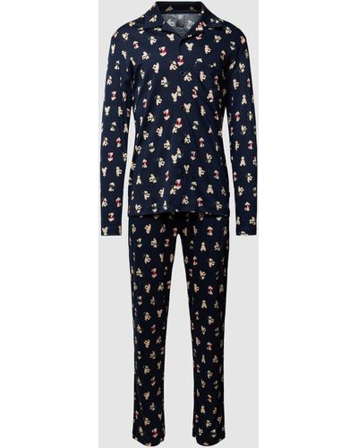 CALIDA Pyjama Met All-over Motiefprint - Blauw