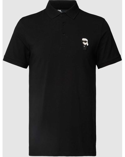 Karl Lagerfeld Poloshirt Met Motiefpatch - Zwart