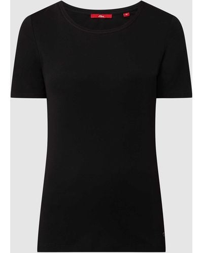 S.oliver T-shirt Van Katoen - Zwart