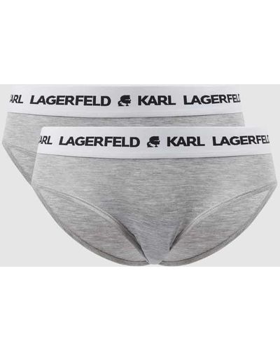 Karl Lagerfeld Slip mit Label-Print im 2er-Pack - Grau