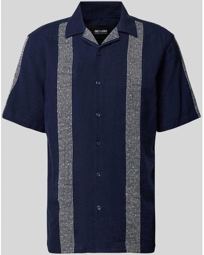 Only & Sons Freizeithemd mit Streifenmuster Modell 'AVI' - Blau
