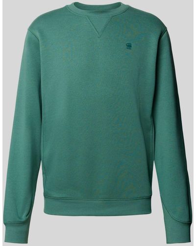 G-Star RAW Sweatshirt mit Label-Stitching - Grün