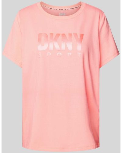 DKNY T-Shirt mit Label-Print - Pink