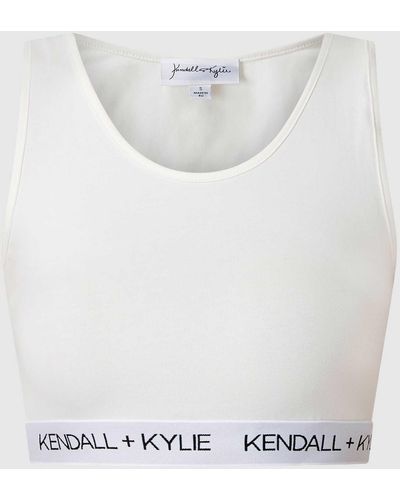 Kendall + Kylie Crop Top mit Logo-Bund - Weiß