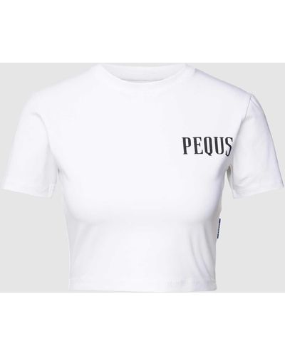 Pequs Cropped T-Shirt mit Label-Detail Modell 'Island of Heartbreak' - Weiß