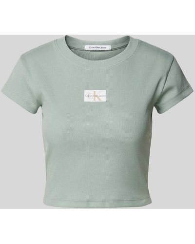 Calvin Klein T-Shirt mit Label-Patch - Grün