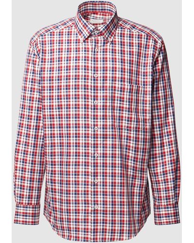 Eterna Comfort Fit Freizeithemd mit Button-Down-Kragen - Rot