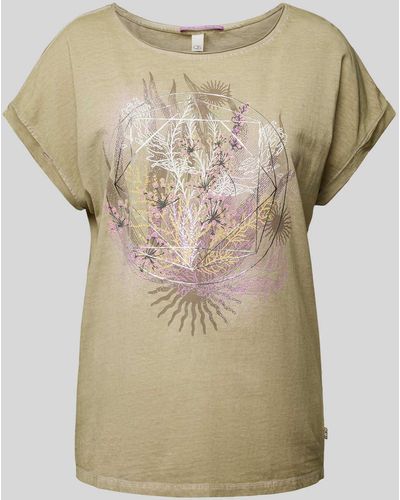 QS T-Shirt mit Motiv-Print Modell 'Gruselwald' - Natur