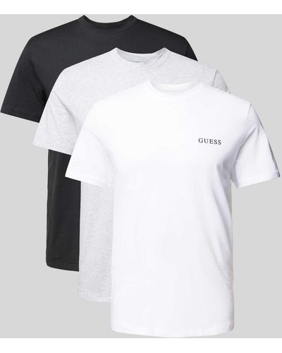 Guess T-Shirt mit Label-Print im 3er-Pack - Weiß
