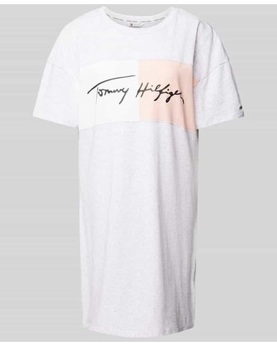 Tommy Hilfiger Nachthemd mit Label-Print - Weiß