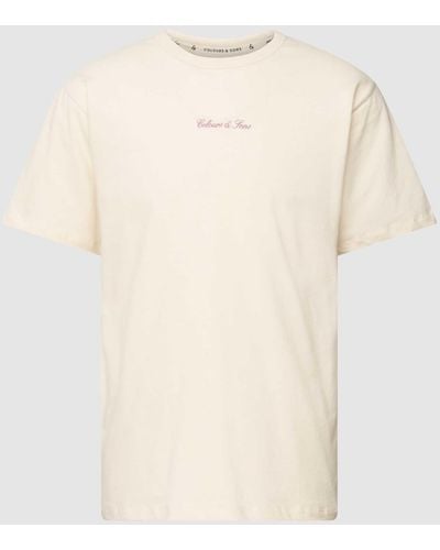 COLOURS & SONS T-shirt Met Labelstitching - Naturel