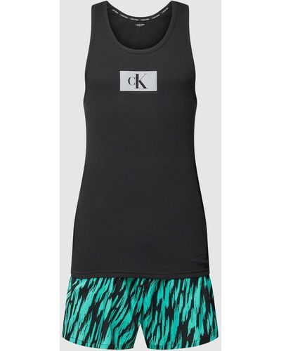 Calvin Klein Pyjama Met Labelprint - Zwart