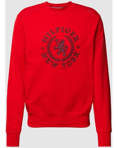 Tommy Hilfiger Sweatshirt Met Motiefstitching - Rood