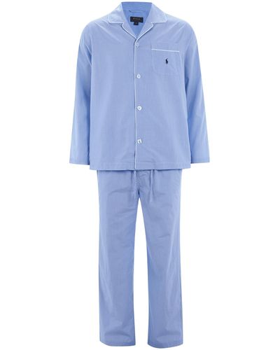 Polo Ralph Lauren Pyjama Van Katoen Met Geweven Motief - Blauw
