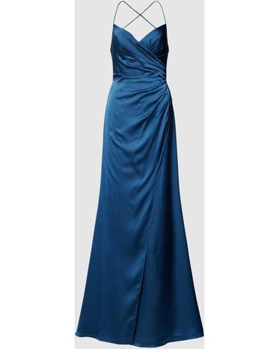 Luxuar Abendkleid mit gekreuzter Schnürung auf der Rückseite - Blau