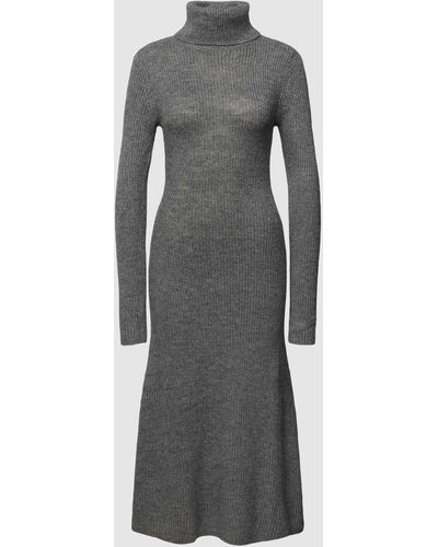 Mango Strick-Kleid mit Rollkragen Modell 'FOLDOC' - Grau
